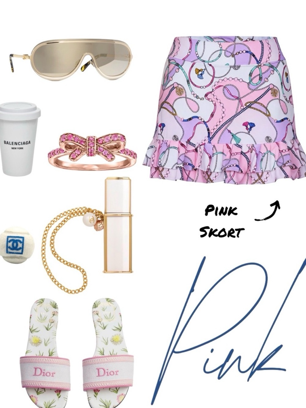 Pink Printed Ruffle Hem Skort